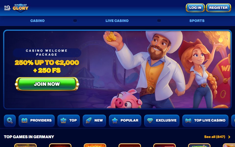 Spins of Glory Casino — lobby